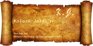 Kolozs Jolán névjegykártya