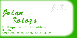 jolan kolozs business card